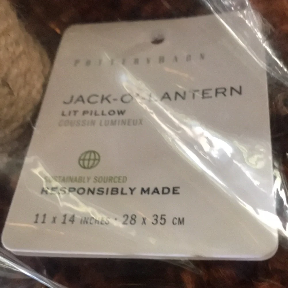 Pottery Barn Cute and Spooky Light Up Jack-O-Lantern Pumpkin Cuddle Pillow 🎃